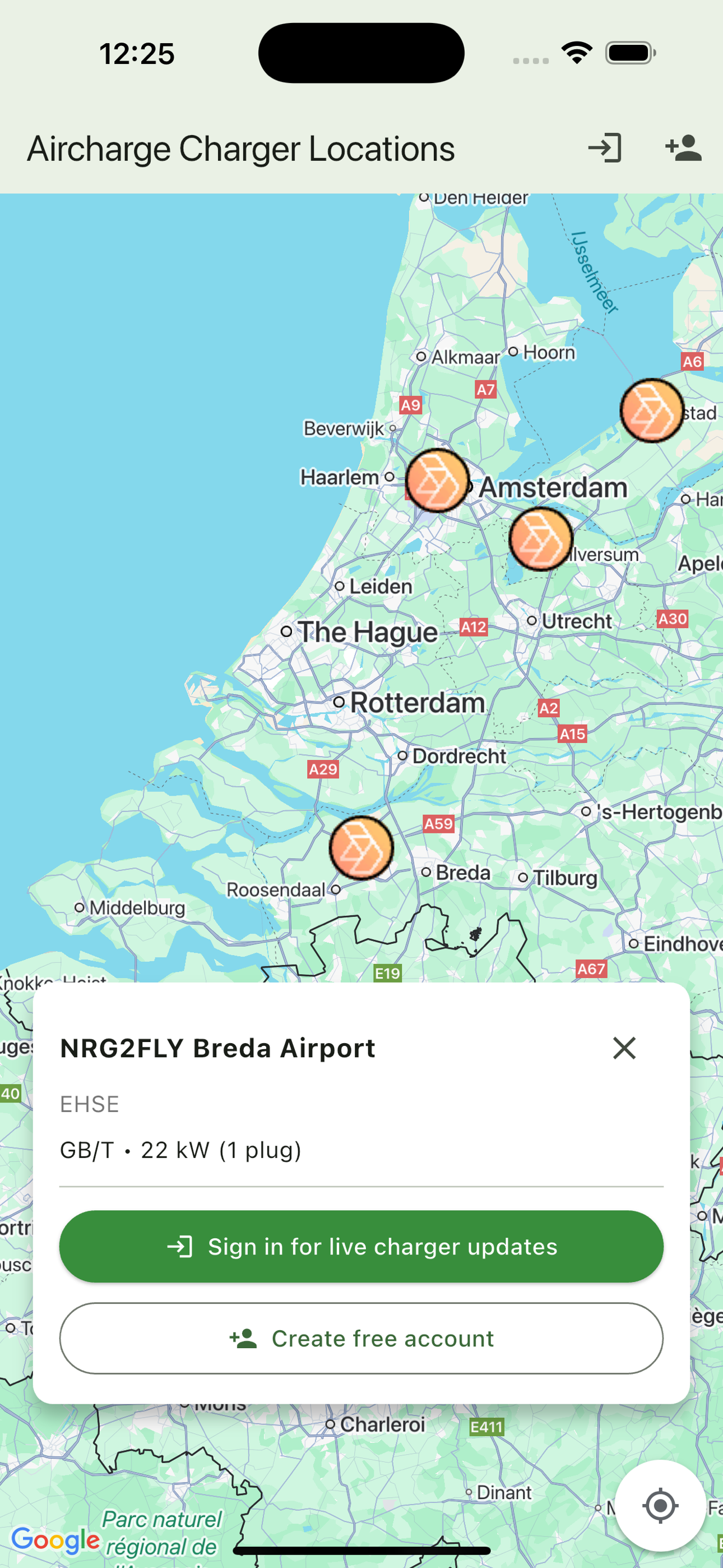 AirCharging Map View